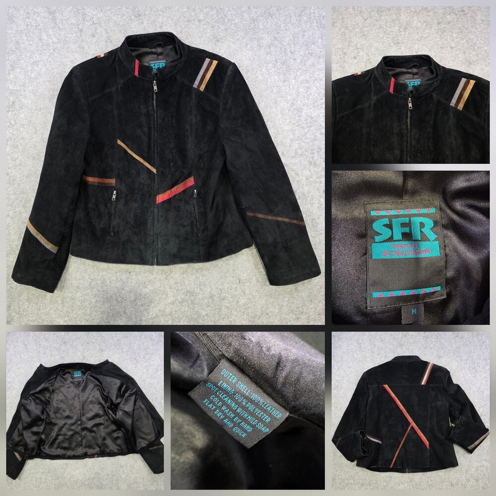 Vintage SFR Santa Fe Re-Creations Jacket Womens Medium Black Suede‎ Southwestern